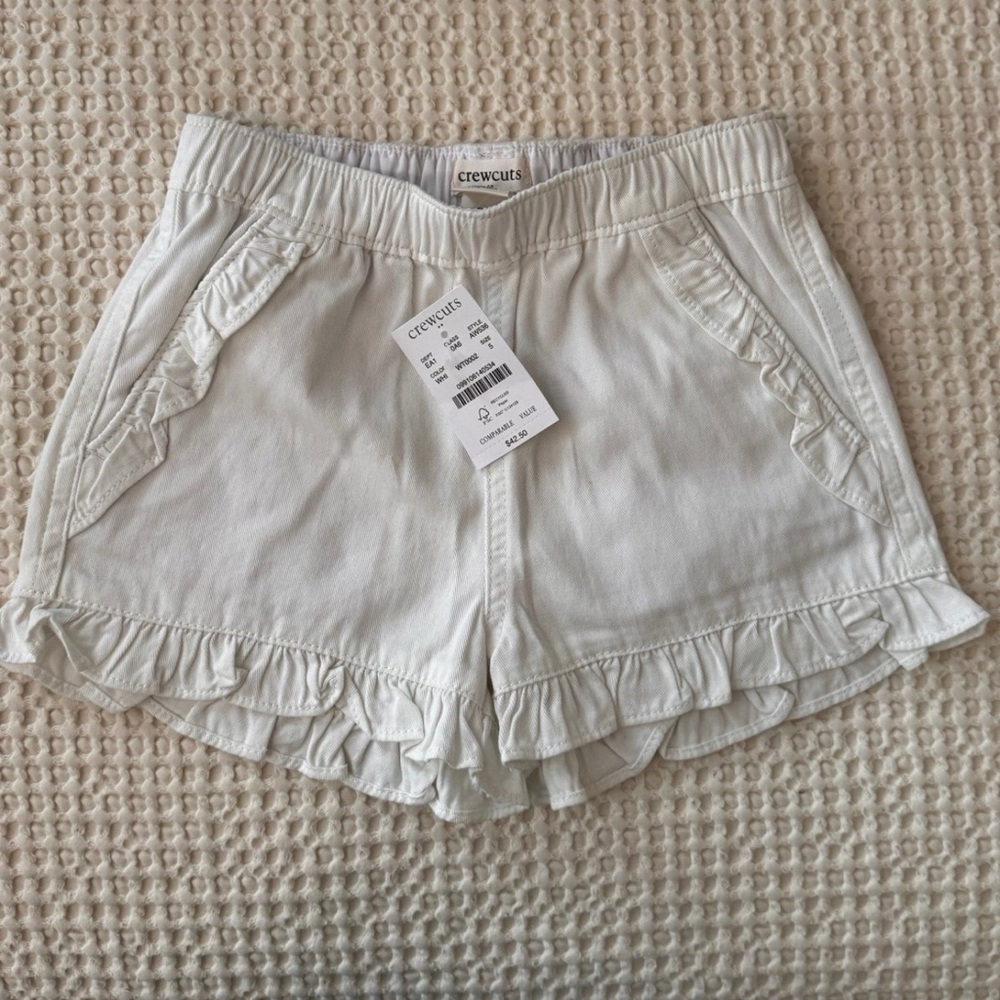 Crewcuts High Waist White Ruffle Shorts